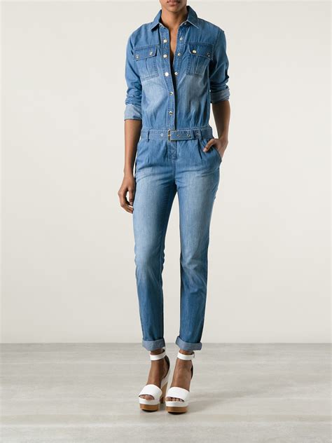 michael kors denim jumpsuit womens|Michael Kors embellished halter jumpsuit.